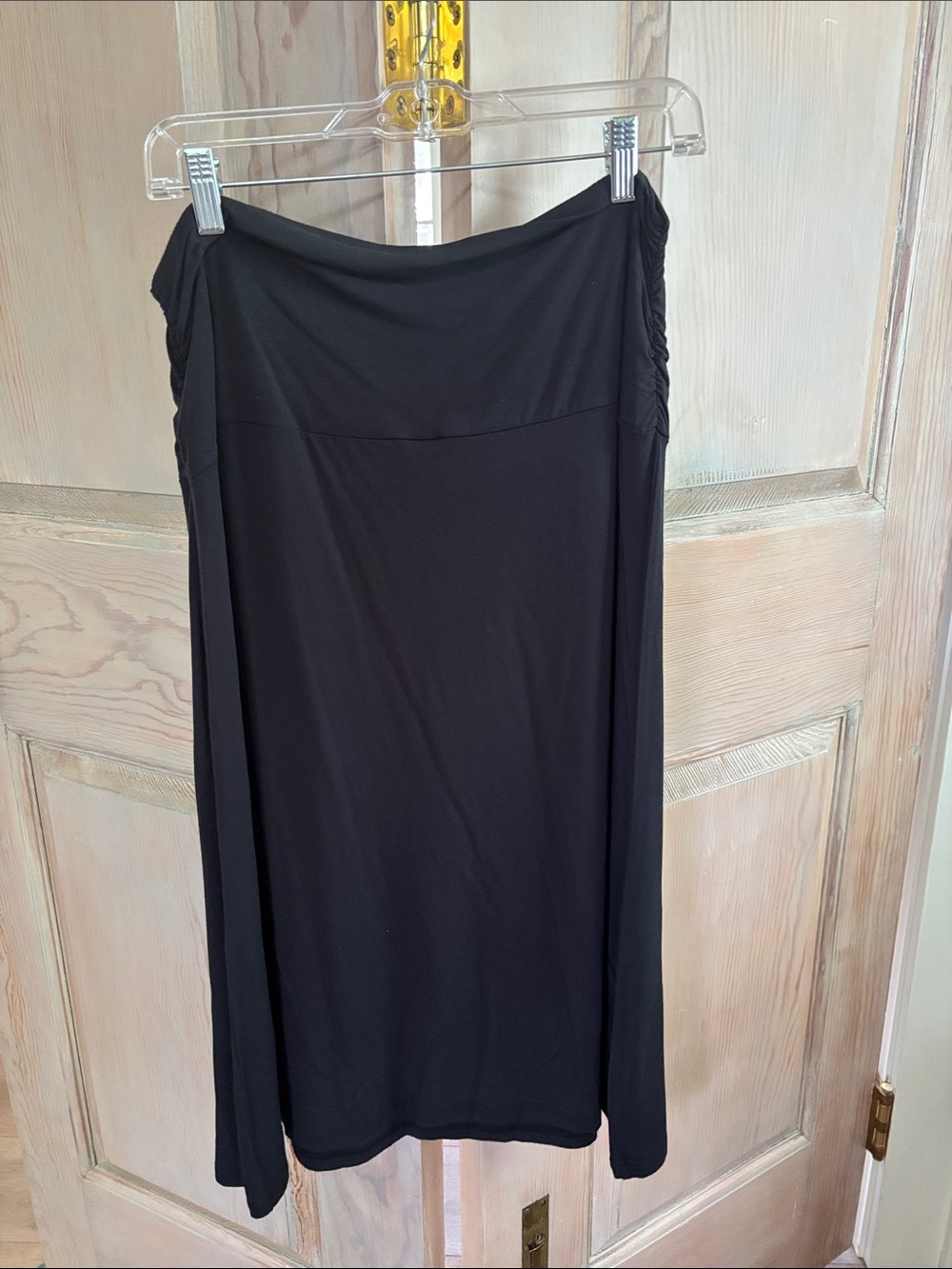 Women's Black Fold-Over Waist Midi Skirt - Picture 3 of 3